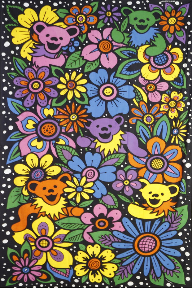 3D Grateful Dead Flower Bears Tapestry 60x90