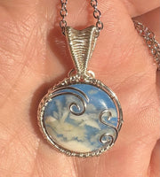 Plume Agate Clouds Wire Wrapped Pendant